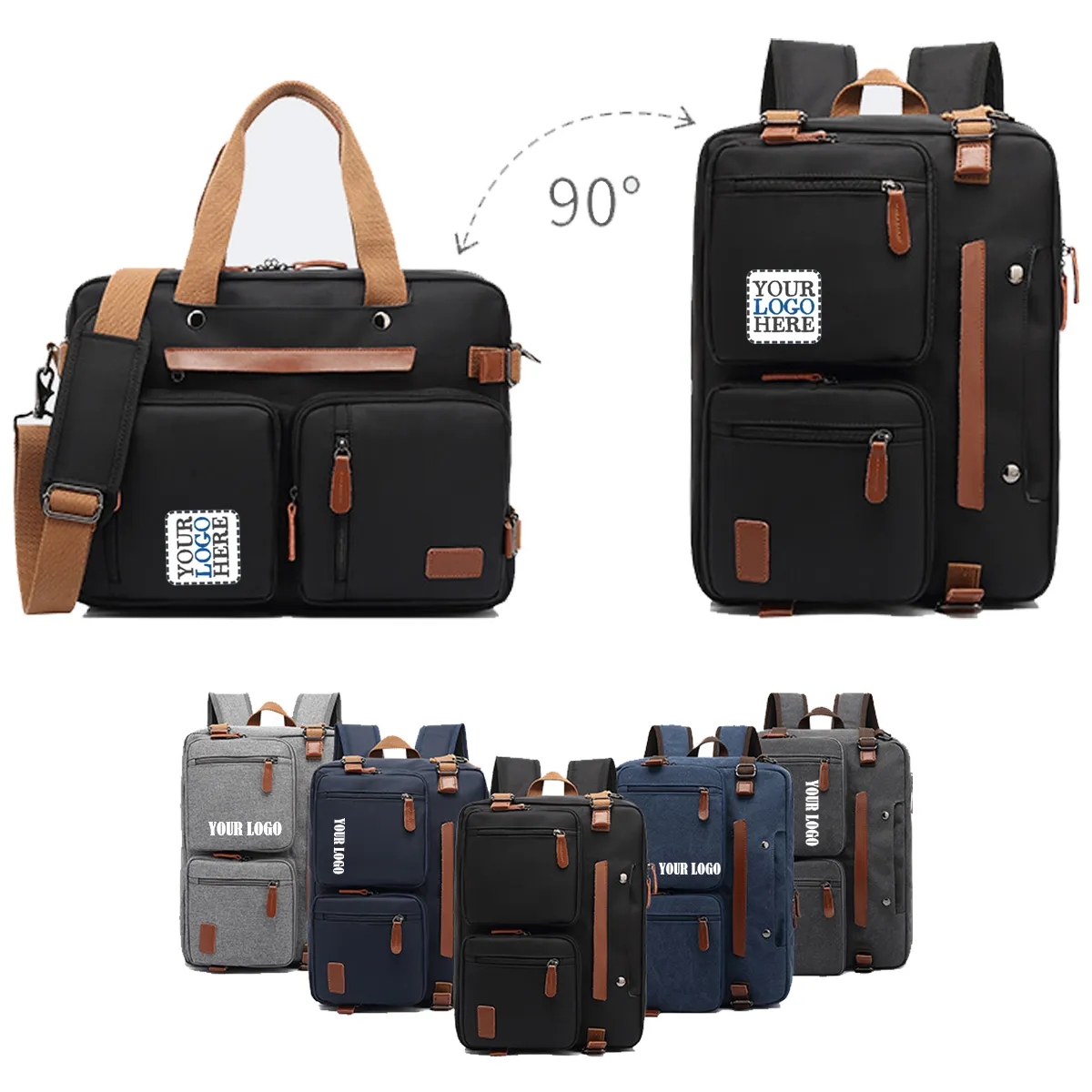 3-in-1 Laptop Backpack Briefcase Crossbody Bag 1
