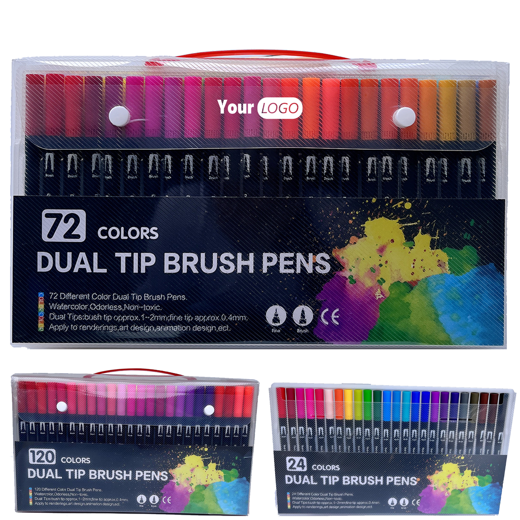 Plastic Double ended marker soft head watercolor pen set 5