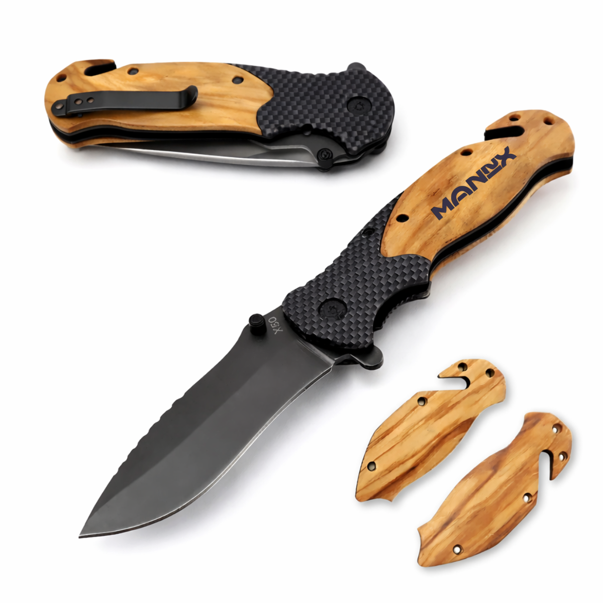 ApexBlade - Oliver Wood Folding Pocket Knife With Stainless Steel Blade Full Color Optional 11