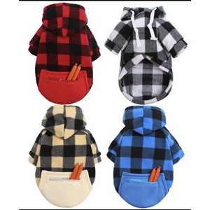 Pets Clothing Thick Polyester Dogs Winter Plaid Hoodies Sweatshirts 4