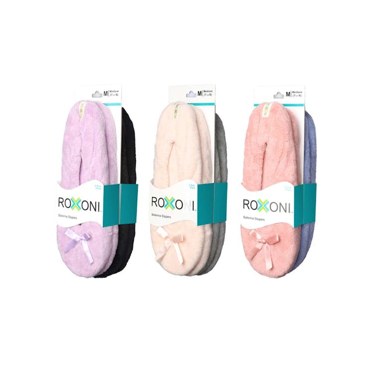 Women's Terry Classic Cotton Ballerina Slippers Assorted S-XL 2 Pack 1