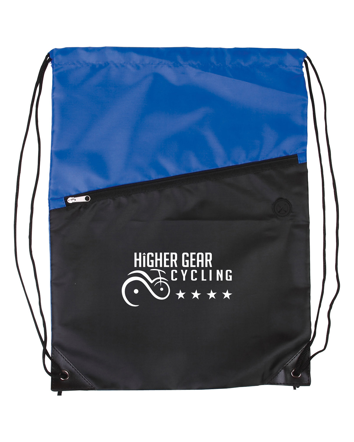 Two-Tone Poly Drawstring Backpack With Zipper 1