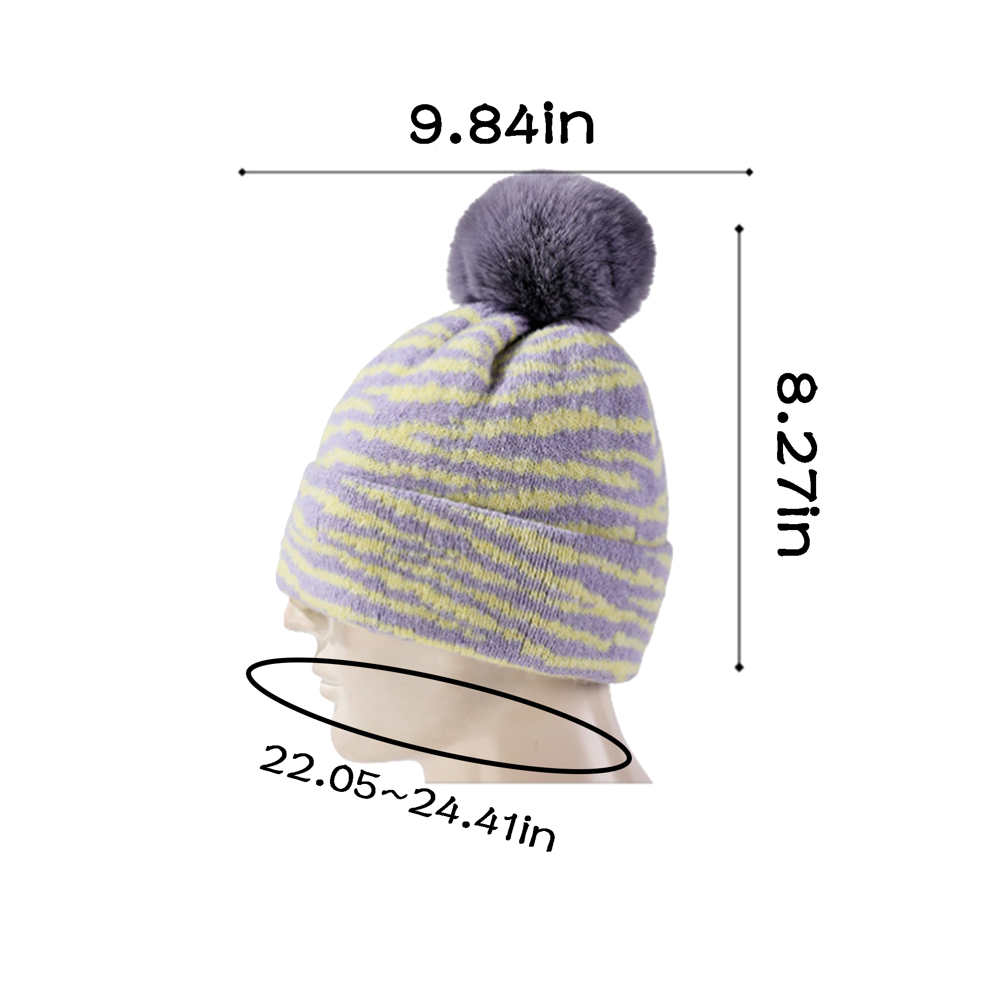 MOQ 20 PCS Pom Striped Knit Beanie 2