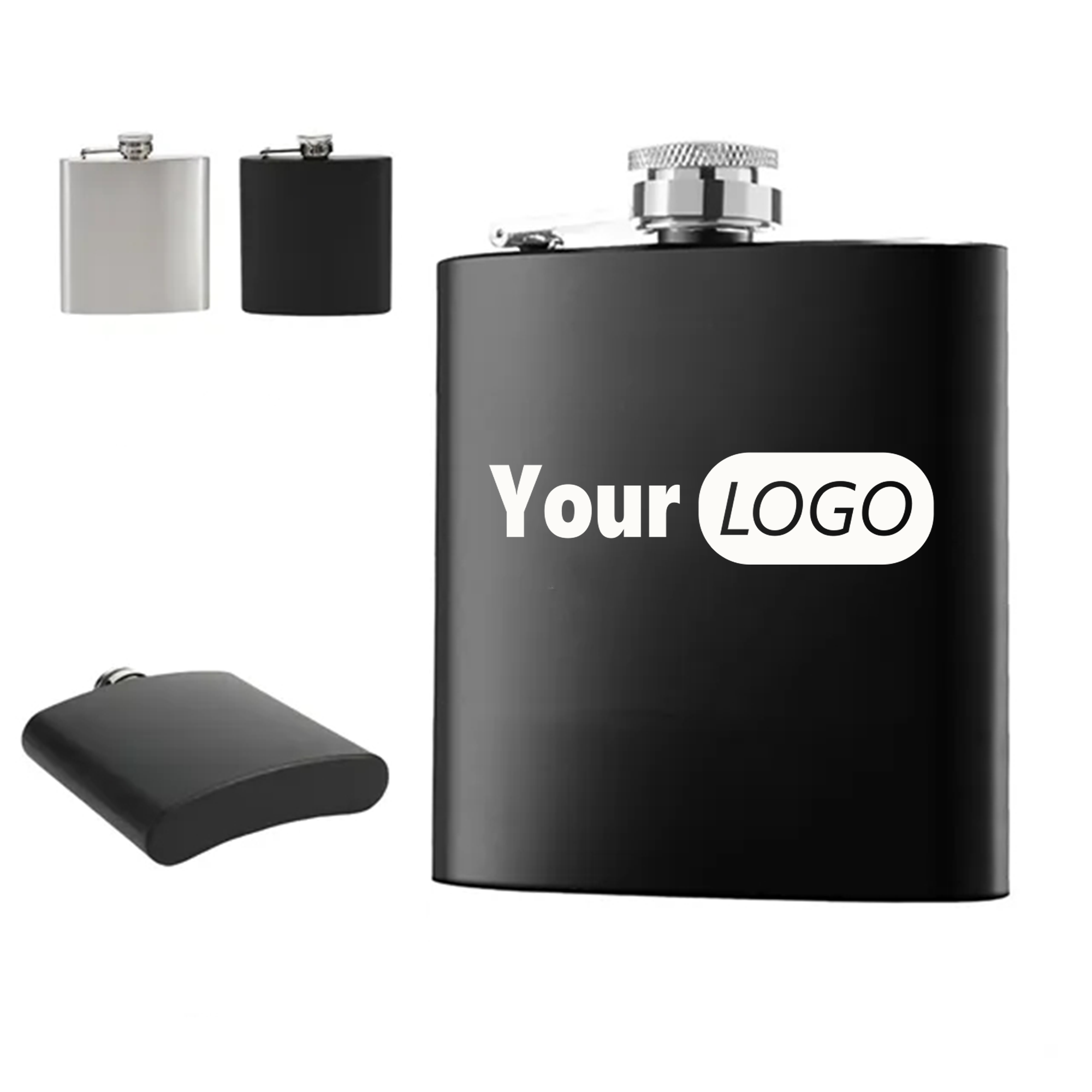 8oz Stainless Steel Flask, custom water bottle with logo imprint 1