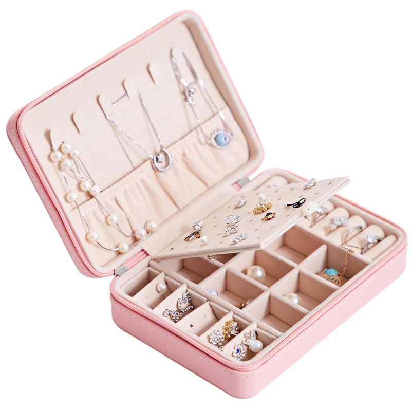 Portable Travel Jewelry Organizer Box with Mirror / Hook 9