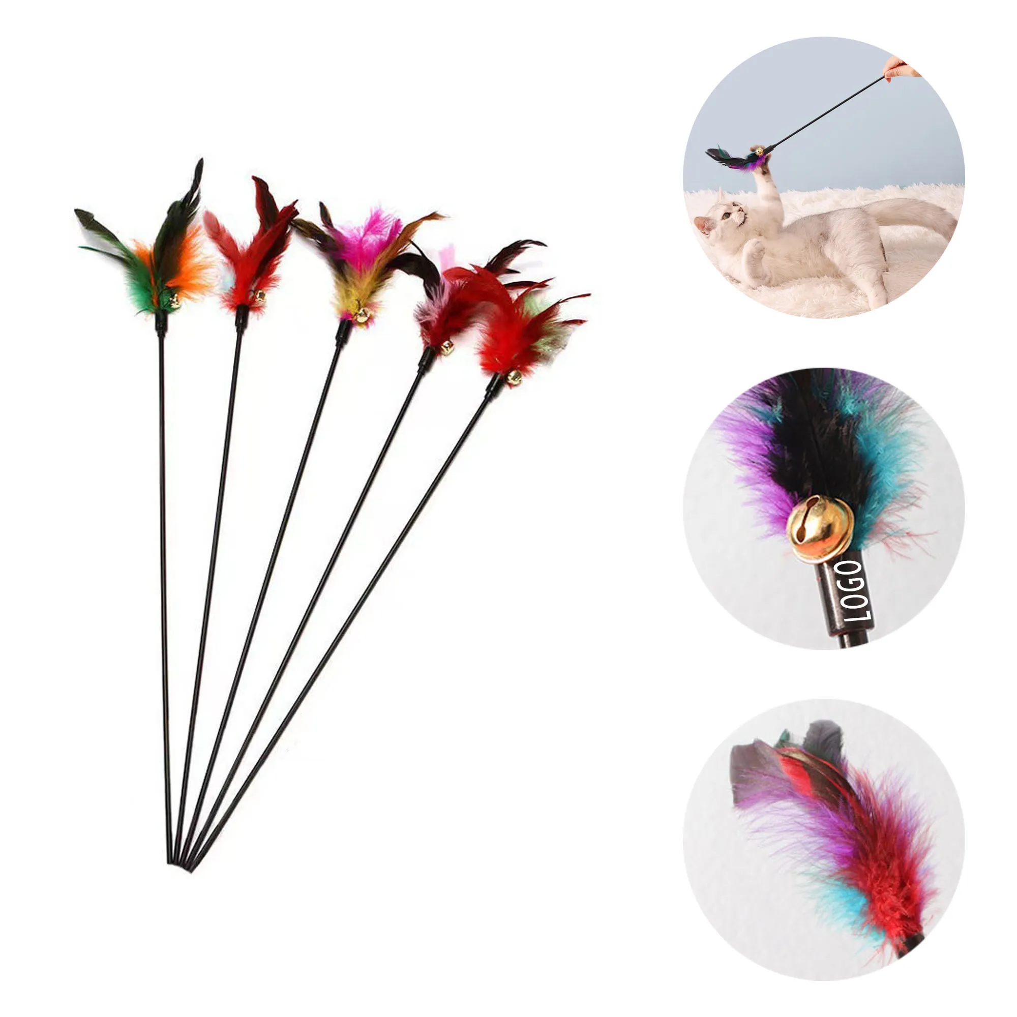 Teasing The Cat Stick With Logo For Pet, Travel, Camping