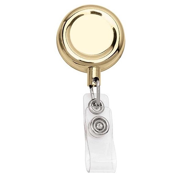 Round Retractable Metal Badge Reel Holder-Gold/ Silver 3
