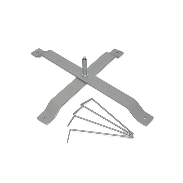 Silver Powder Coated x-Base with Stakes 2