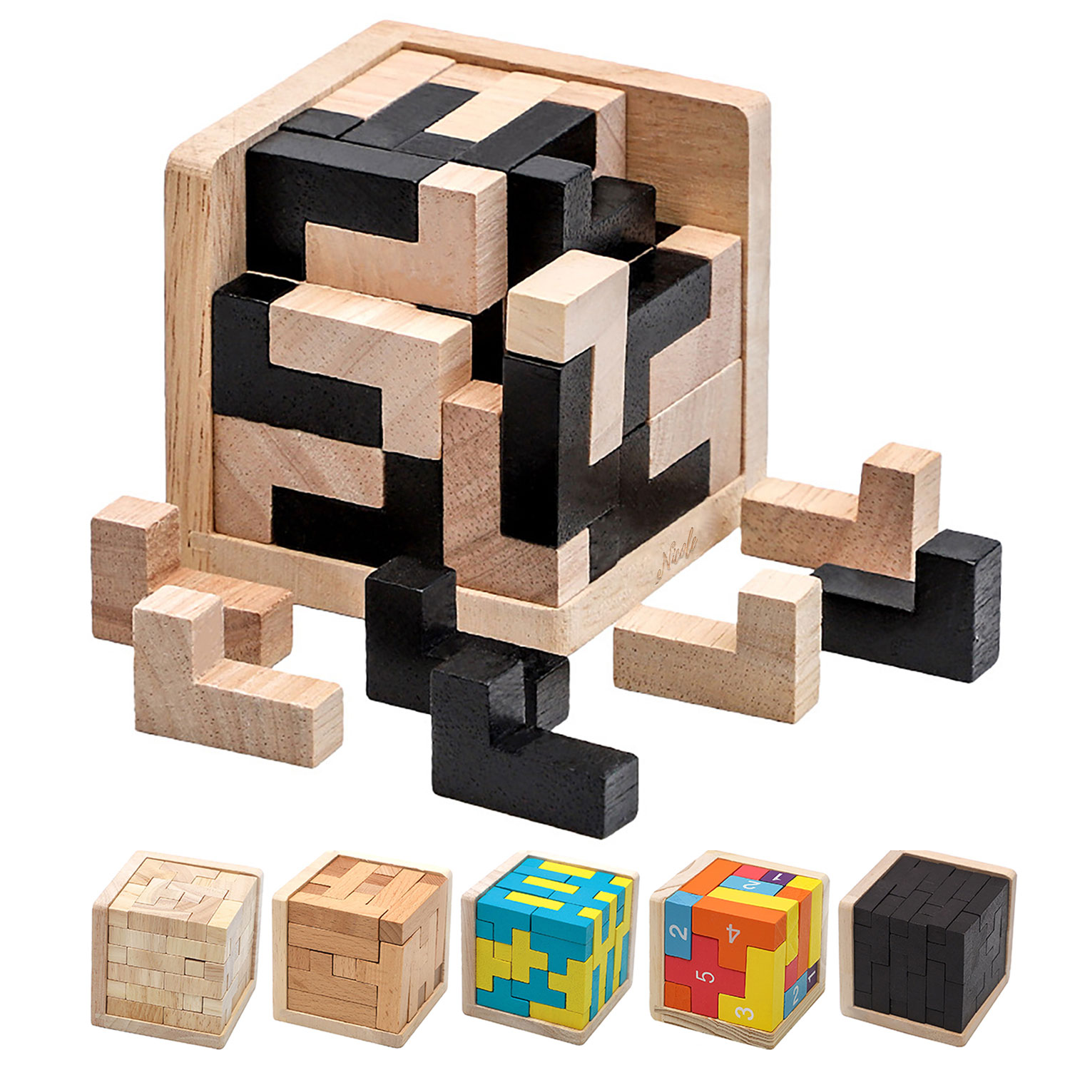 54pcs Fun Wooden Square Building Block Puzzle Toy