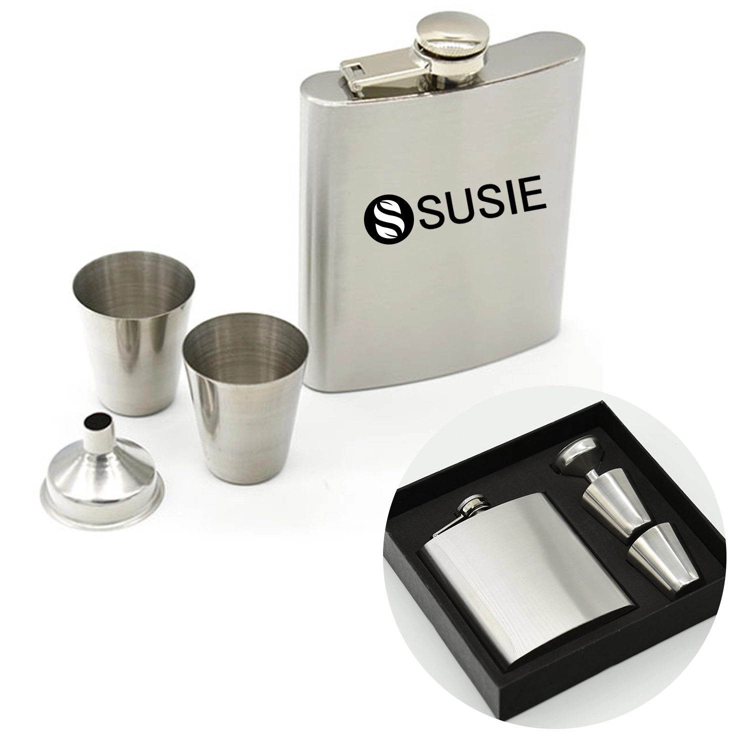 304 Stainless Steel Hip Flask Set 2