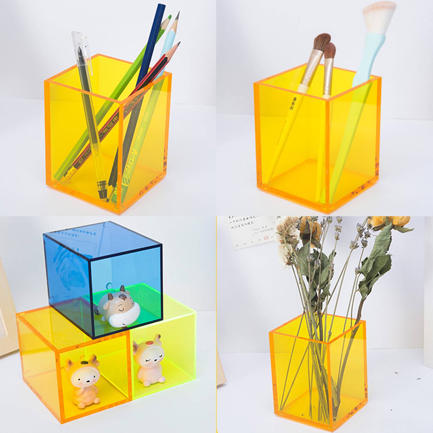Desktop Colorful Transparent Acrylic Pen Holder 6
