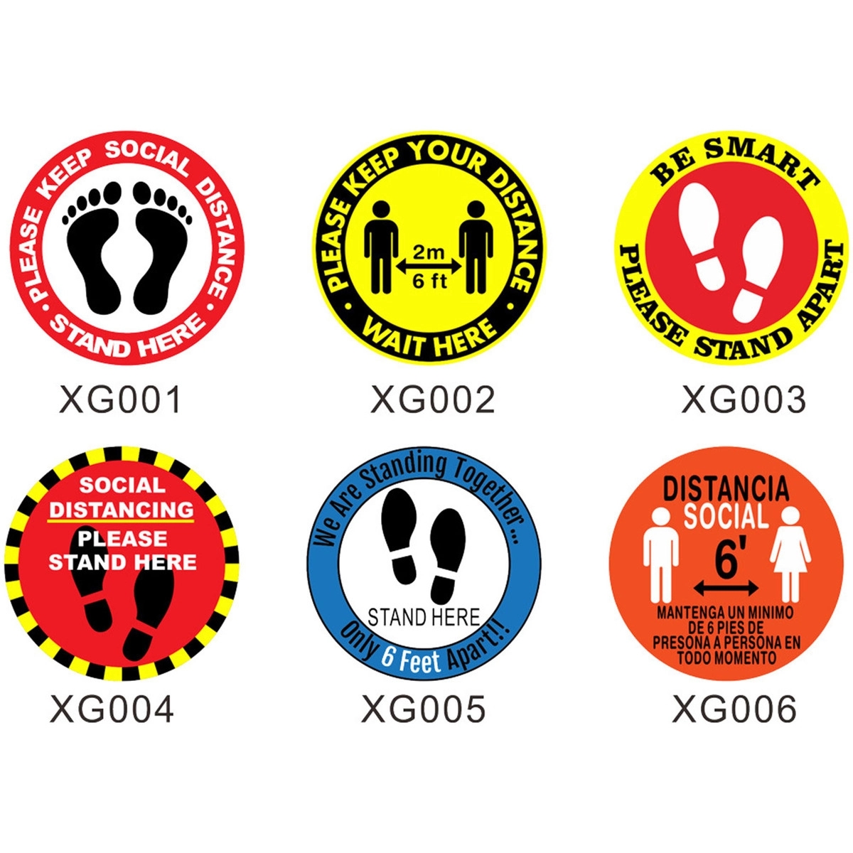 12" PVC Round Social Distancing Floor Sticker & Decals 1