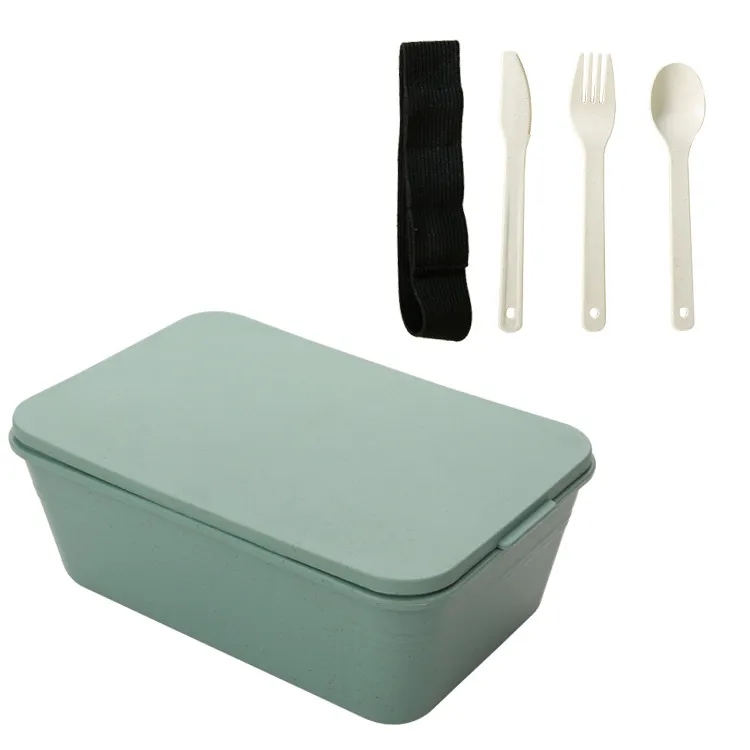 Wheat straw bento box with Knife, fork and spoon set 1