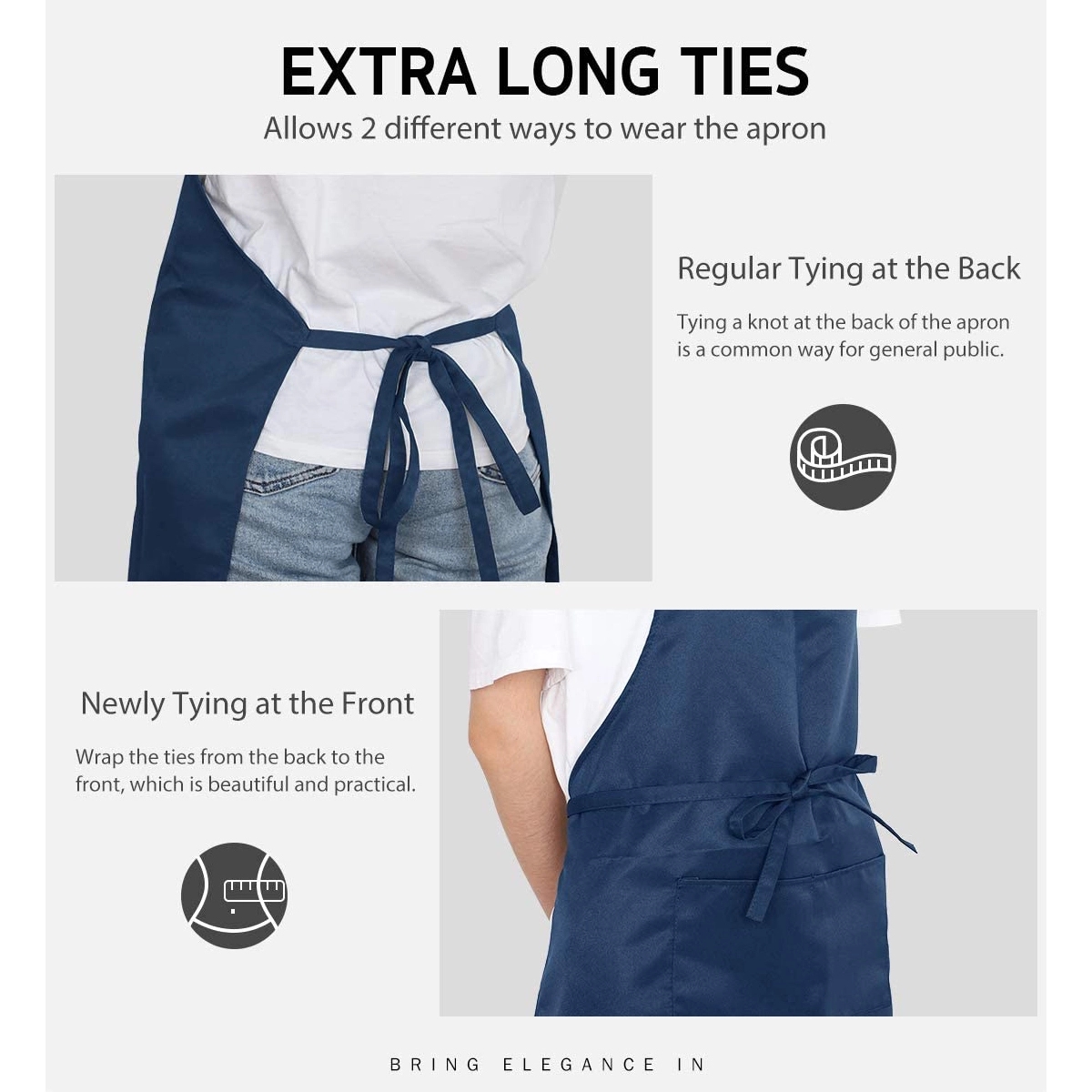 Waterproof Adjustable Bib Apron with 2 Pockets 4