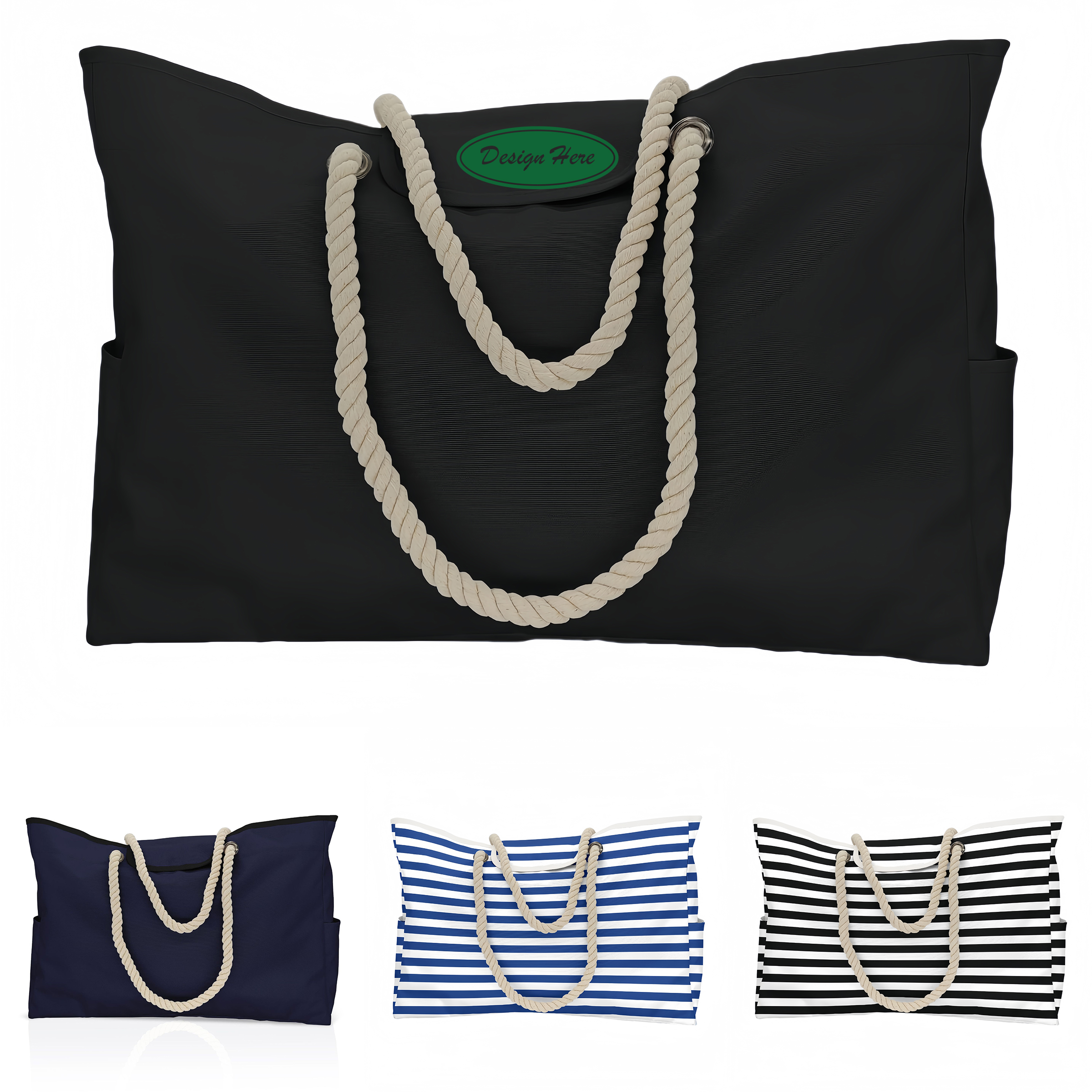 Nylon Large Beach Tote Bag Customizable, custom tote bag with logo imprint 2