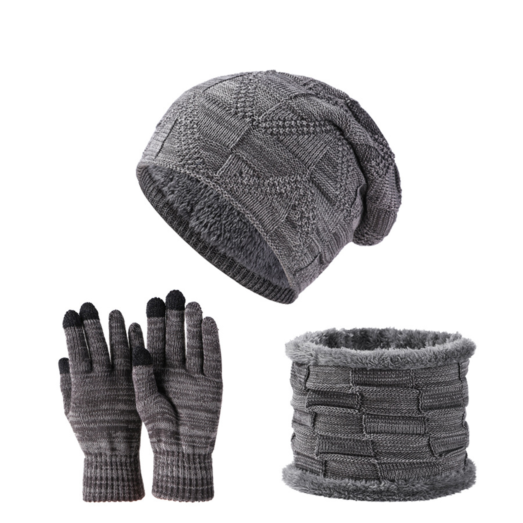 Winter Beanie Hat Scarf and Touch Screen Gloves Set 10