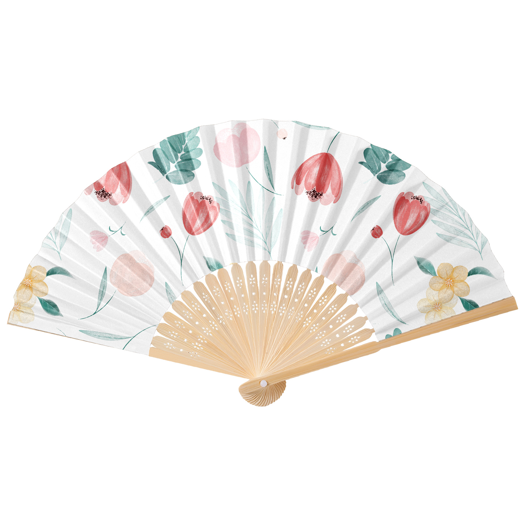 Full Color Foldable Bamboo Paper Hand Fan 19