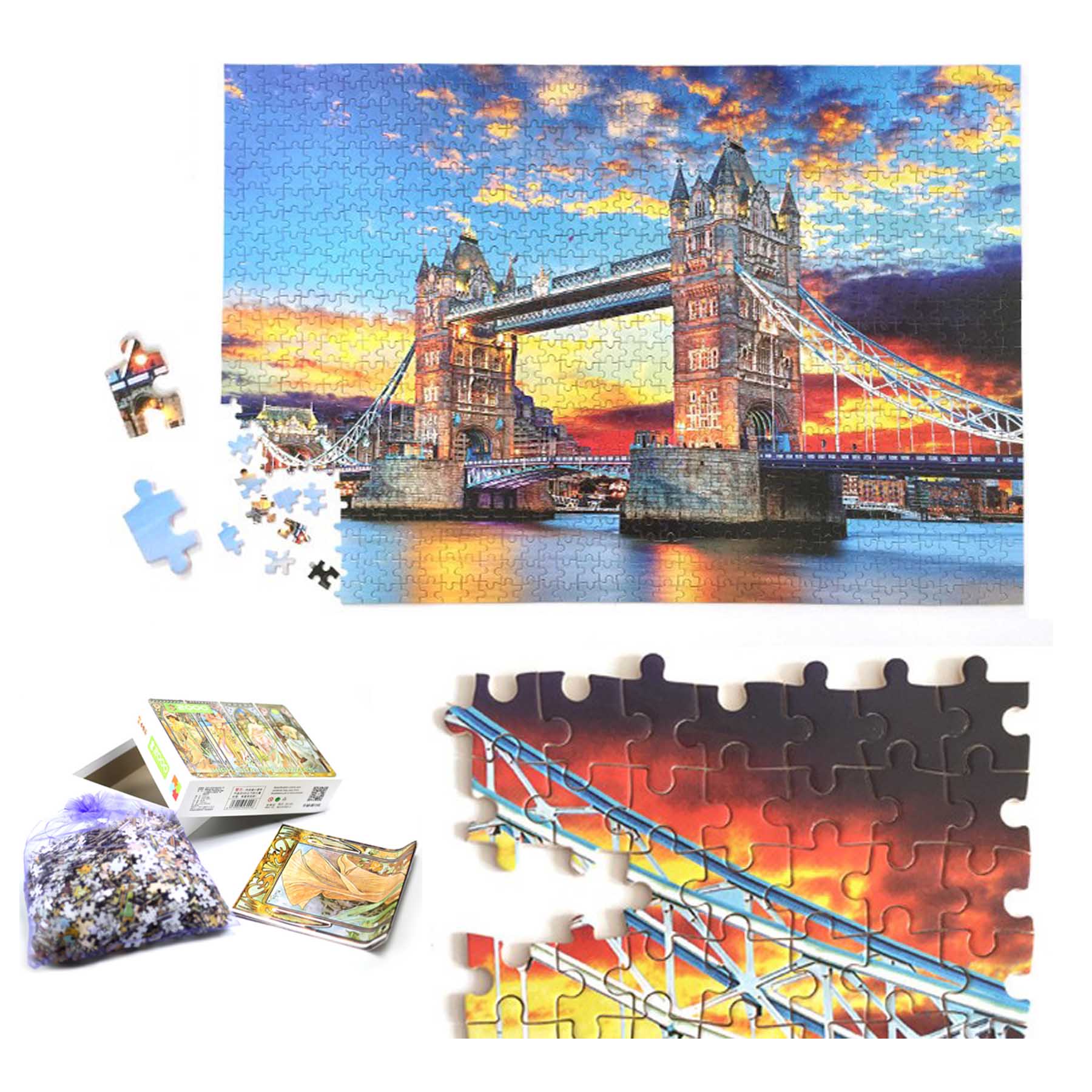 Full Color Printed Pressed Paper Cardboard 500pcs Jigsaw Puzzle and Box Custom 2