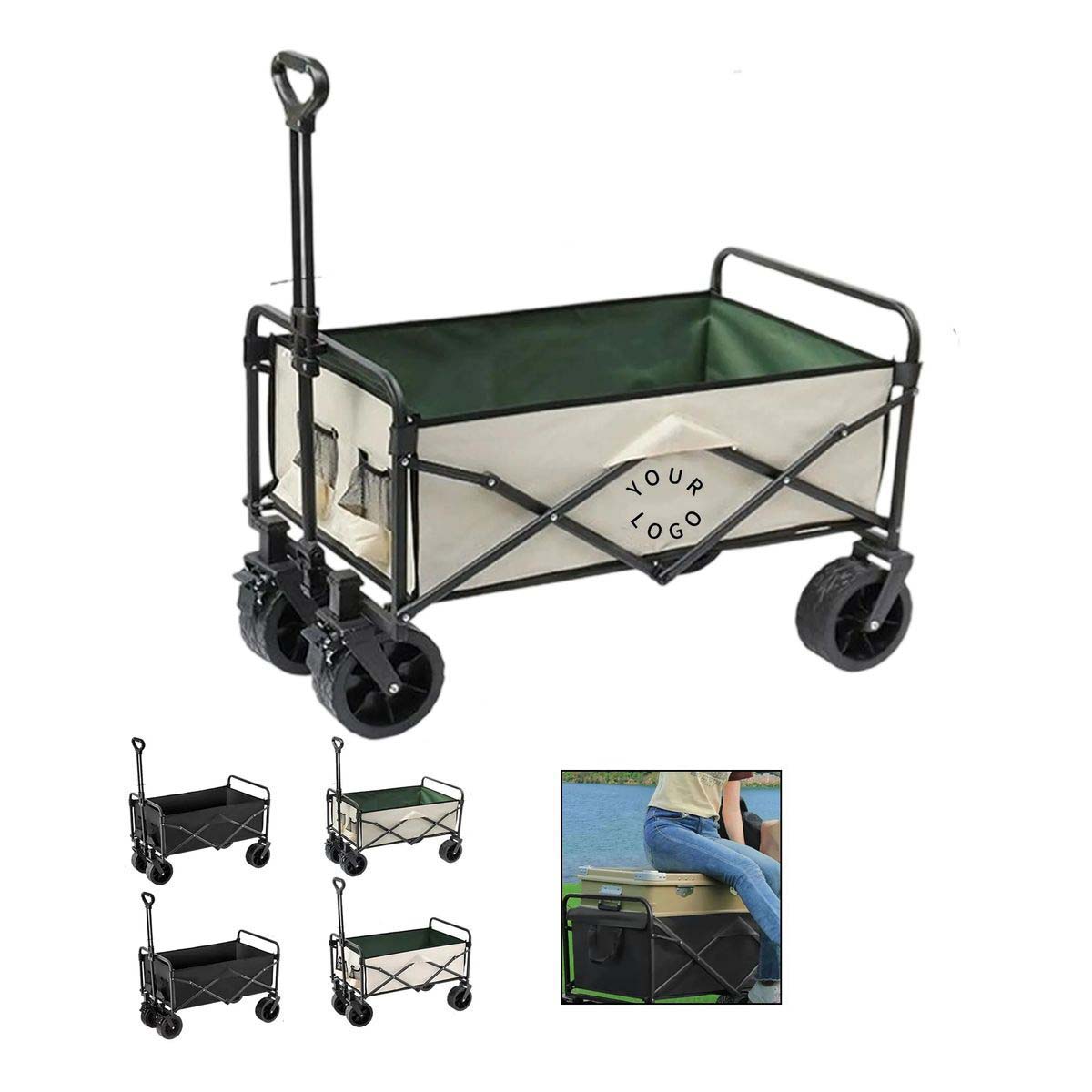 Oxford Fabric Picnic Cart with Adjustable Handle 1