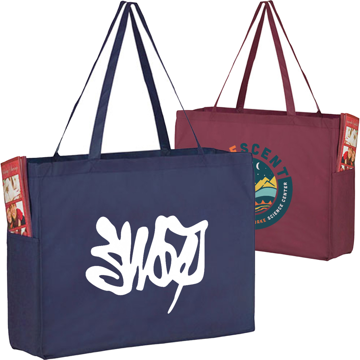 Non-Woven Tote W/ Gusset & Convenient Shoulder Straps and Side Pockets (16" x 12" x 6") 2