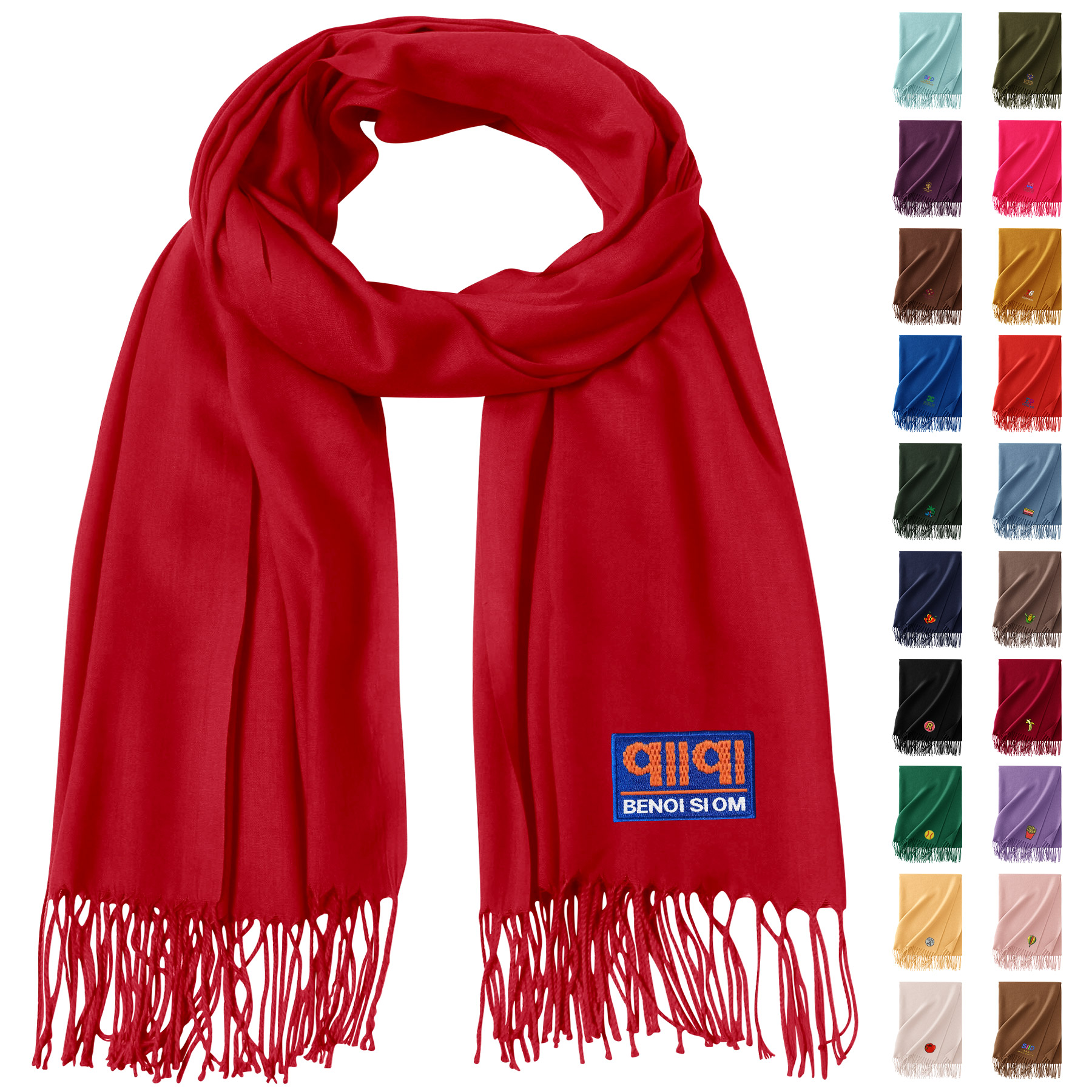 Winter Faux Cashmere Shawl Scarf With Tassels 2
