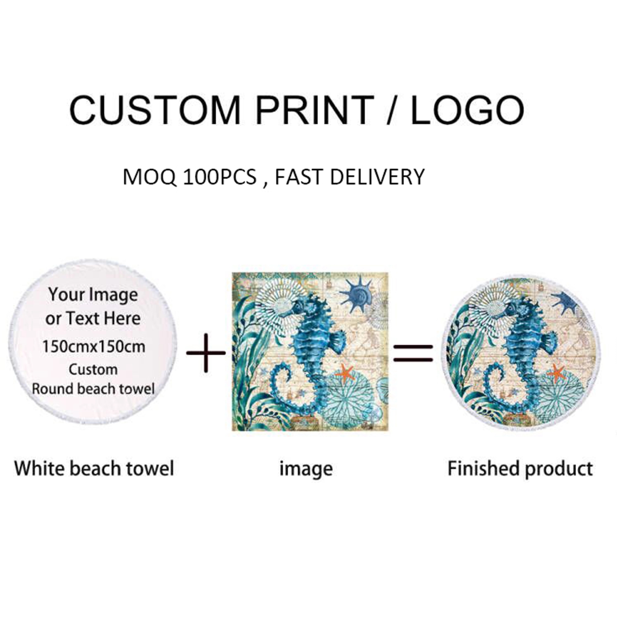 59" Full Color Round Beach Towel Blanket MOQ 10 PCS 3