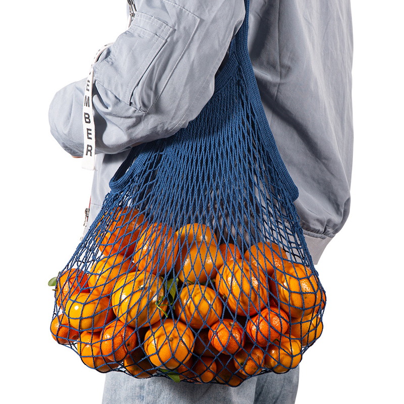 Long Handle Reusable Cotton Mesh Bag for Fruit Vegetables, custom tote bag with logo imprint 18
