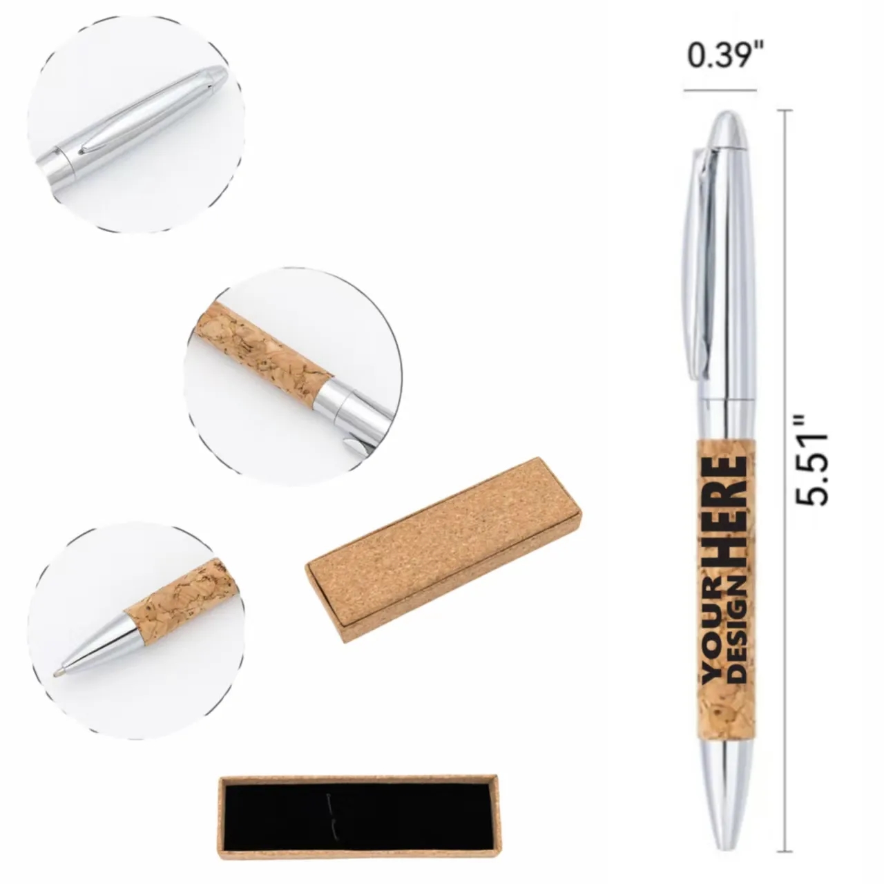 Cork Ballpoint Pen Set - Custom Logo, Office Gift 2