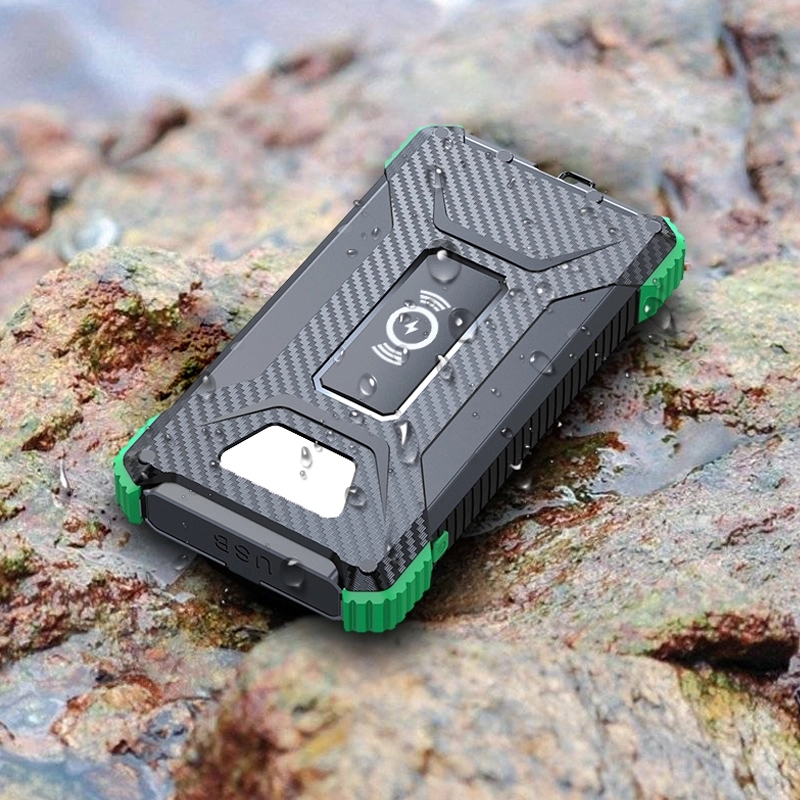 10000mAh Solar Power Bank with LED Flashlight & Carabiner 2
