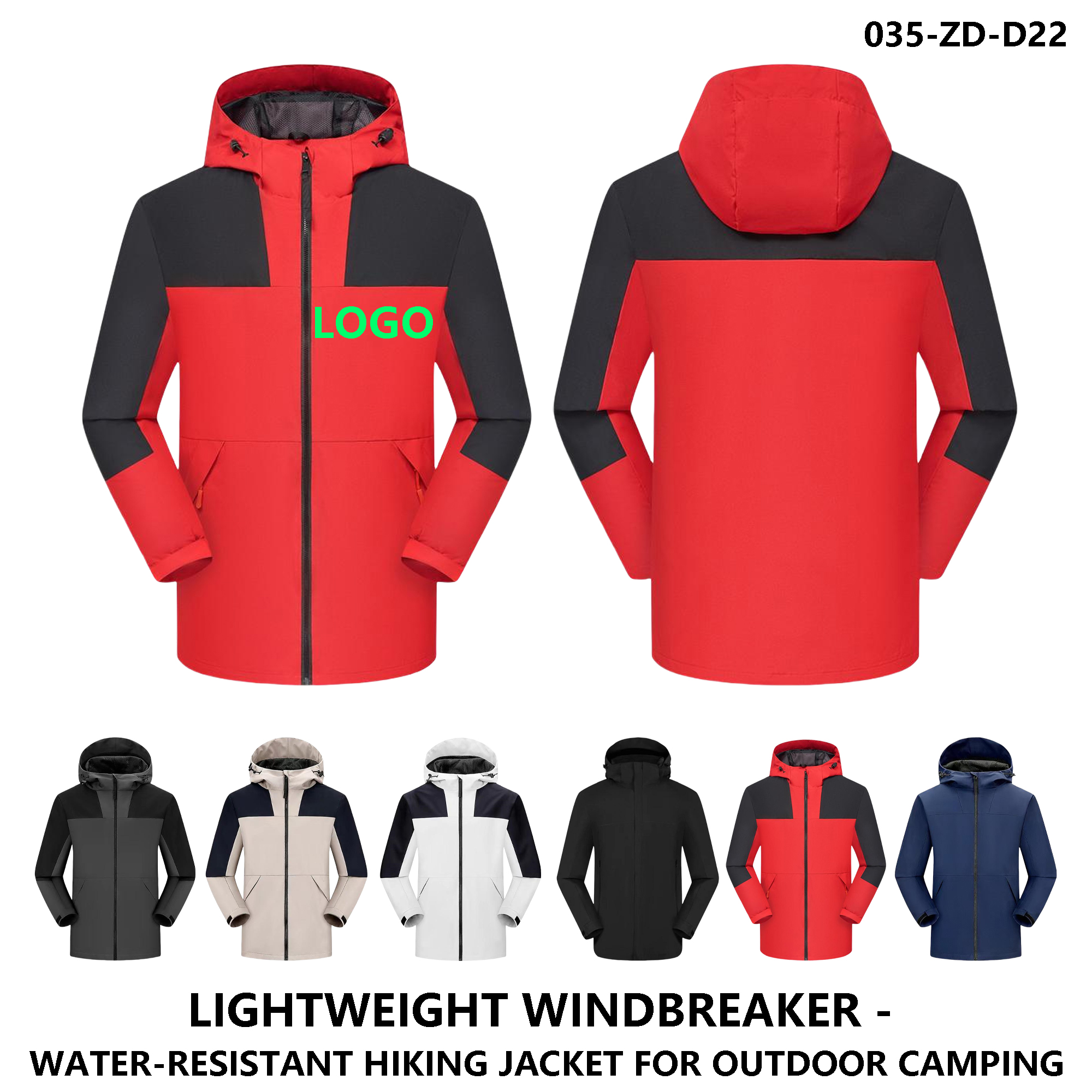 Unisex Windproof Waterproof Colorblock Hooded Windbreaker ?C Custom Logo 2