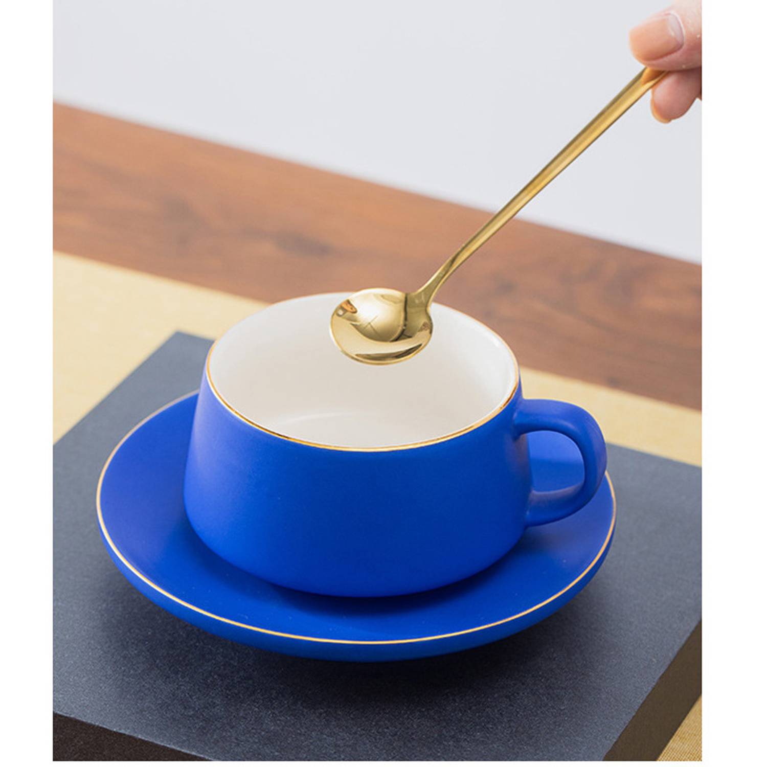10oz Ceramic Coffee Mug Set w/ Spoon 3