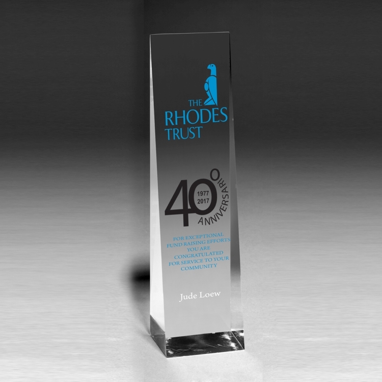 Screen Printed Angled Obelisk Award - 7 3/4" 2