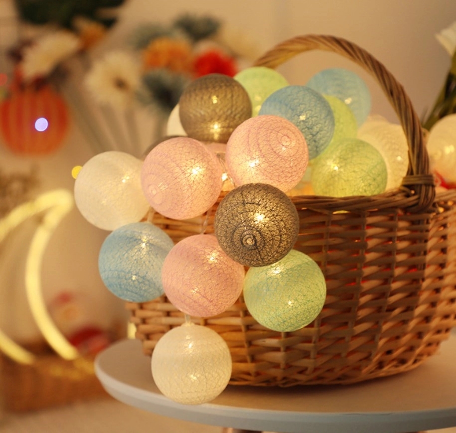 Battery or USB Powered Cotton Ball String Light Indoor Decor 1