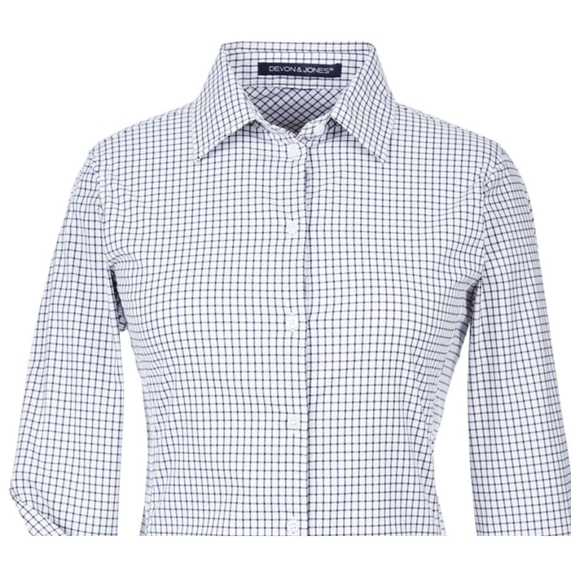 Devon & Jones CrownLux Performance™ Ladies' Micro Windowpane Shirt 8