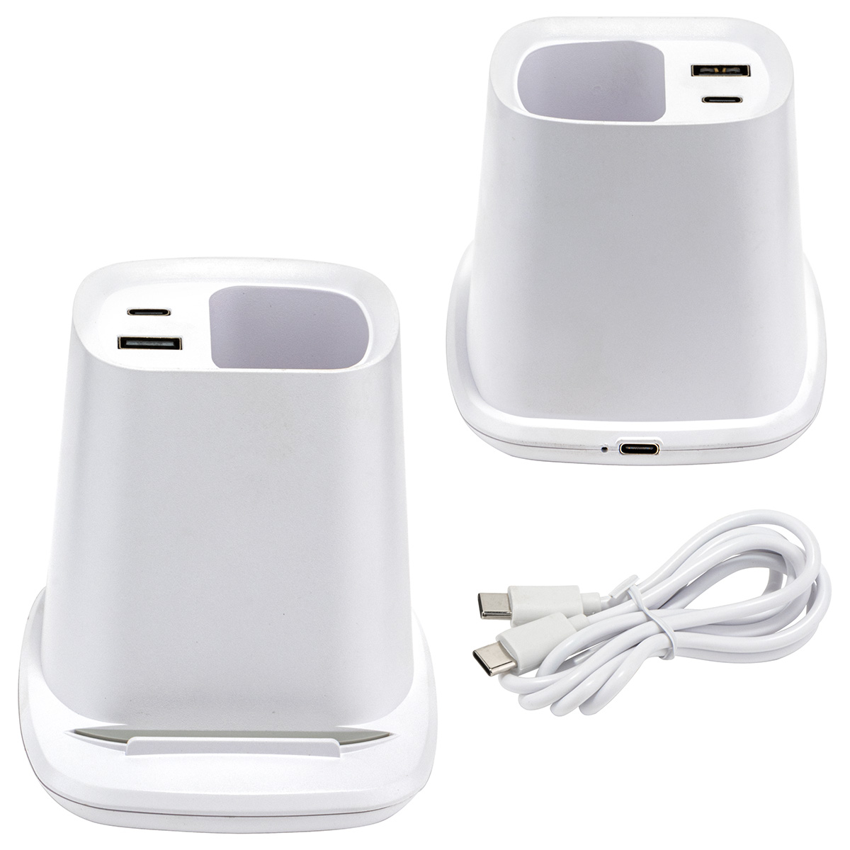 Annex Wireless Charging Stand with Dual Ports & Pen Holder 2