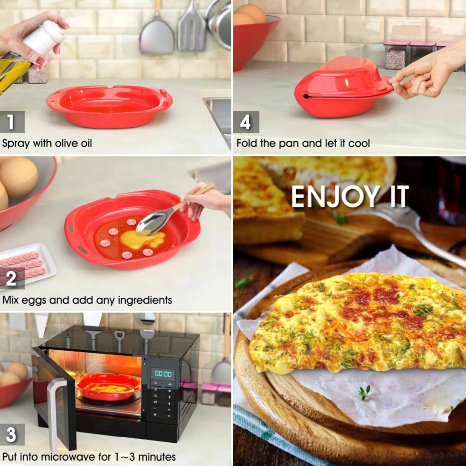 Silicone omelet baking tray Microwavable egg roll Maker 4