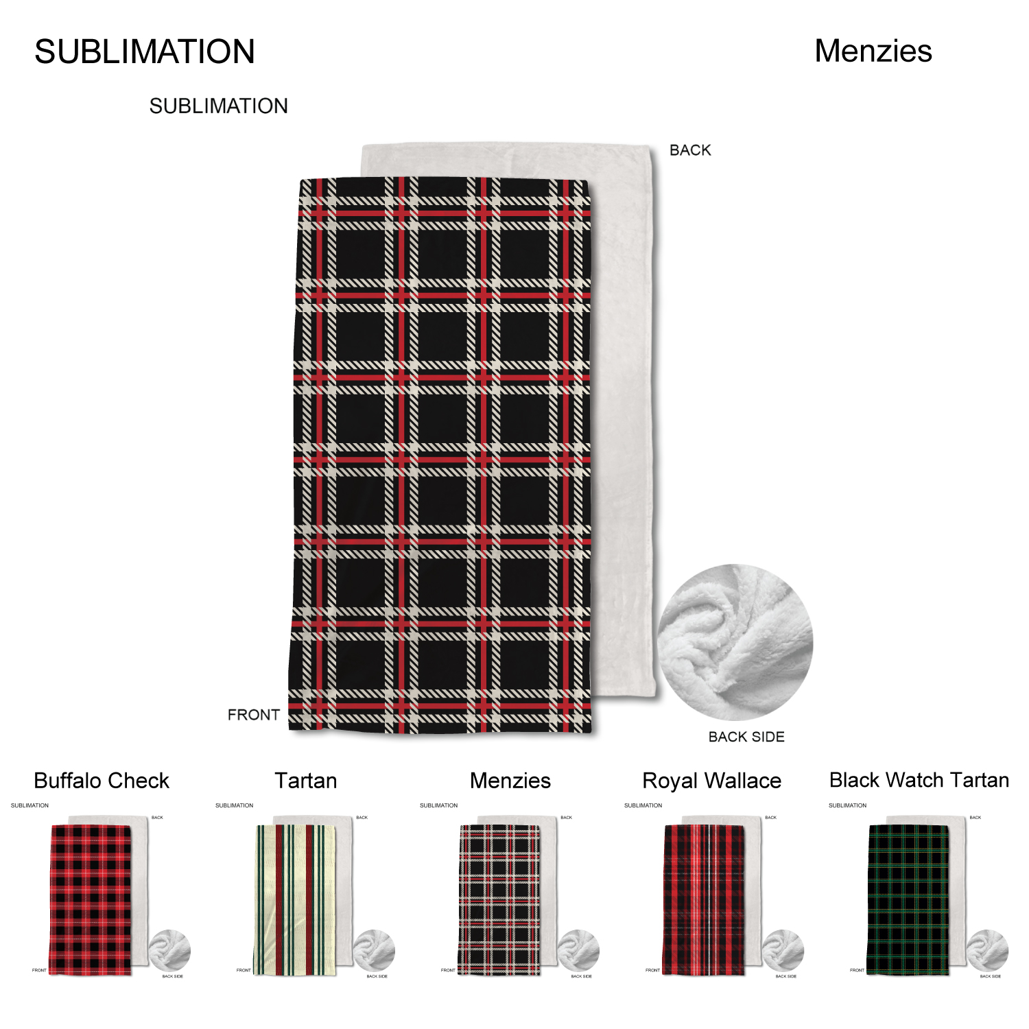 Stock Plaid Design Plush and Cozy Mink flannel Fleece blanket, 30"x60", Sublimated 4
