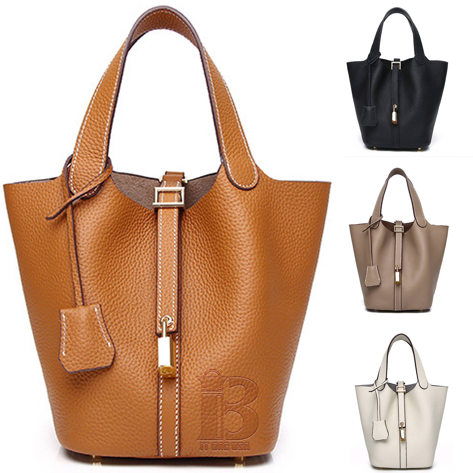 Ladies Genuine Leather Tote Bag, custom tote bag with logo imprint 1