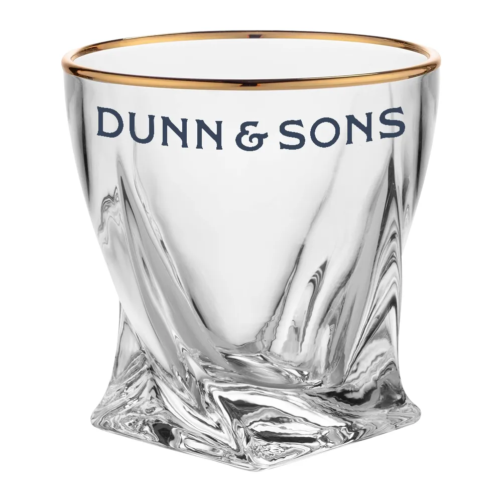 10.5oz. Gold Rimmed Twisted Whiskey Glass 6