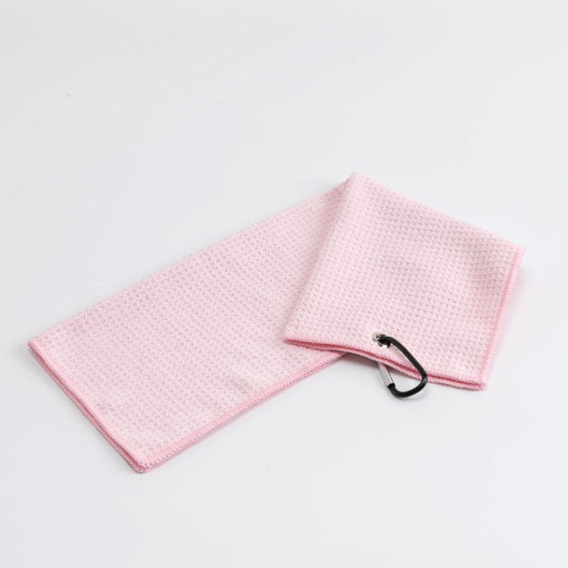 Microfiber Fabric Waffle Pattern Golf Towels w/Carabiner Clip 10