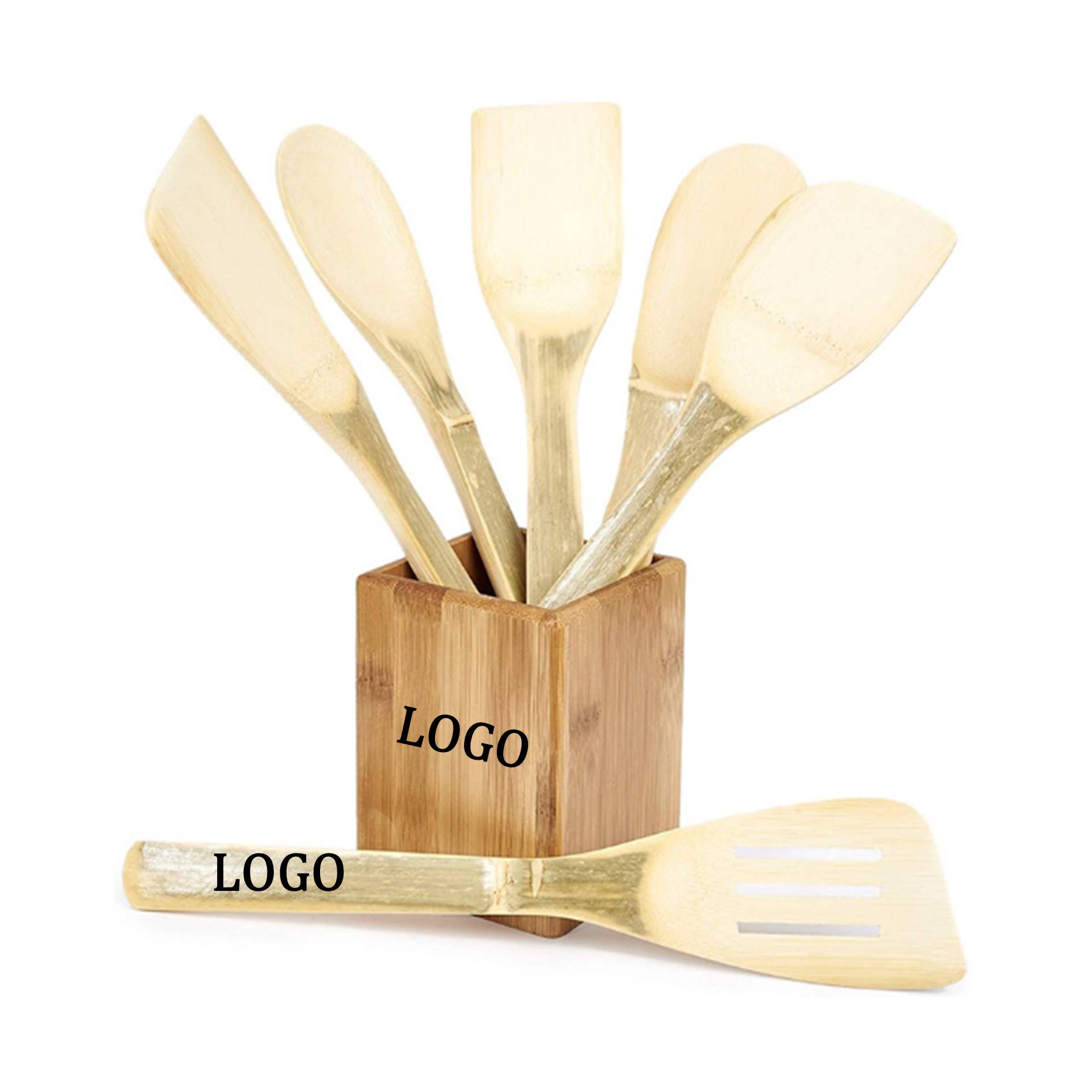 7 Pieces Kitchen Utensil Bamboo Spatula Set 2