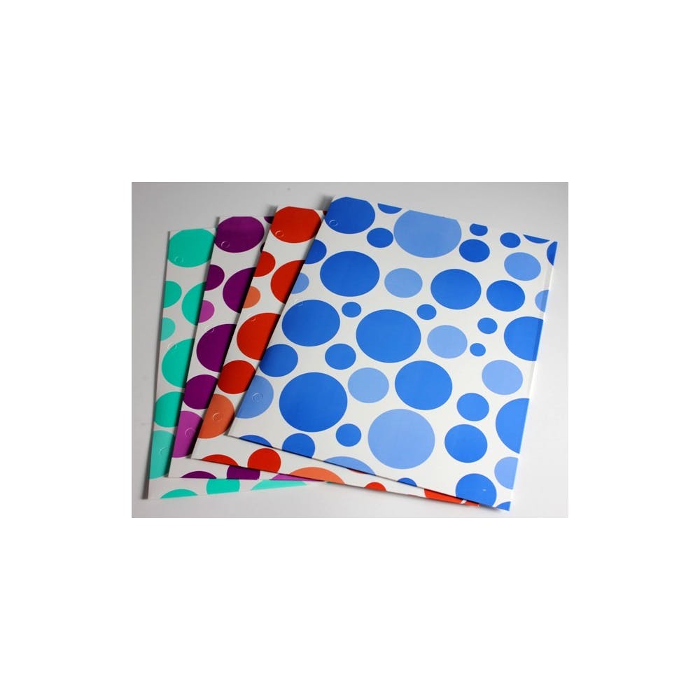 Laminated 2 Pocket Folders - 4 Polka Dot Colors 3 Hole Punched 2