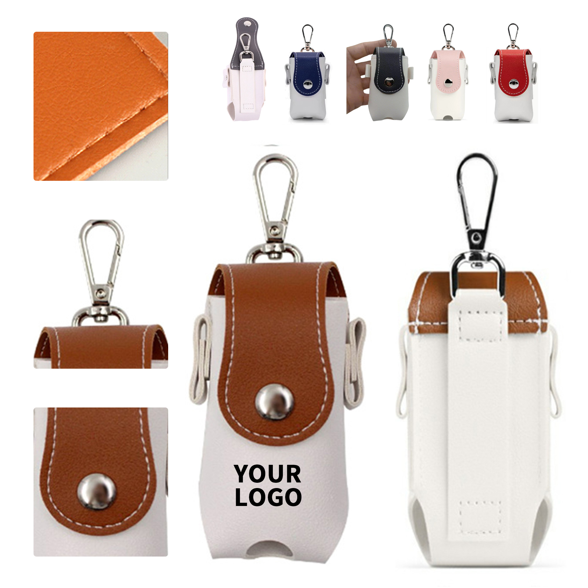 PU Leather Golf Ball Pouch 1.9" x 1.8" x 3.7" 1