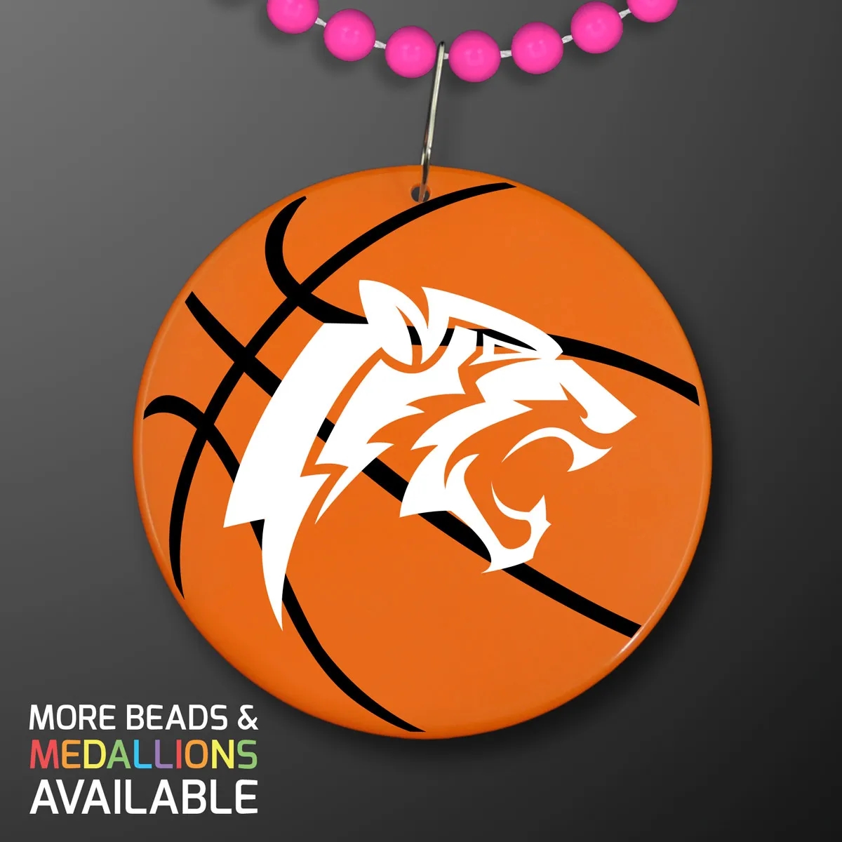 Basketball Medallion on Beads Necklace (NON-Light Up) 5