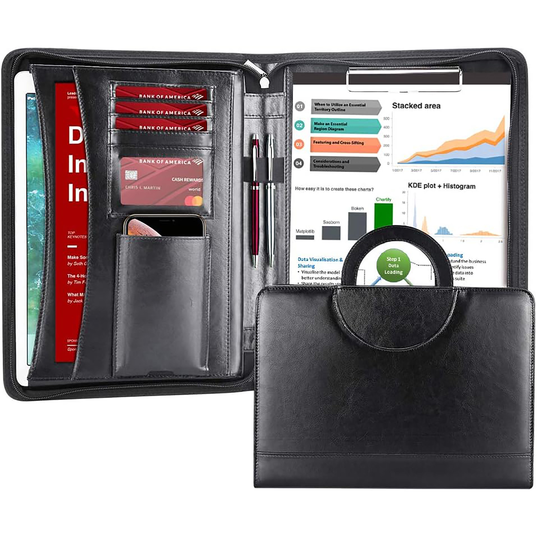 Zippered Leather Padfolio Portfolio 1