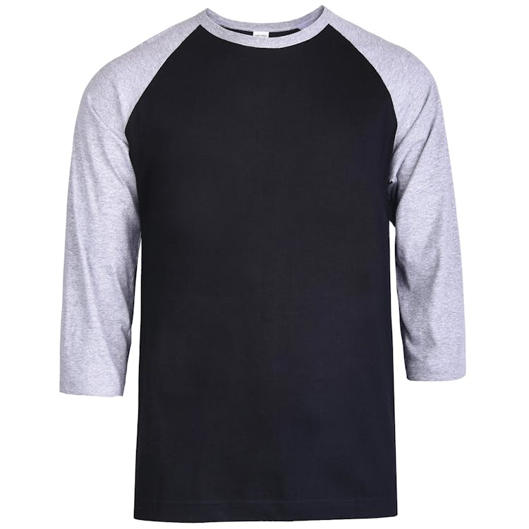 Men's 3/4 Sleeve Baseball T-Shirt - Large Gray/Black 1