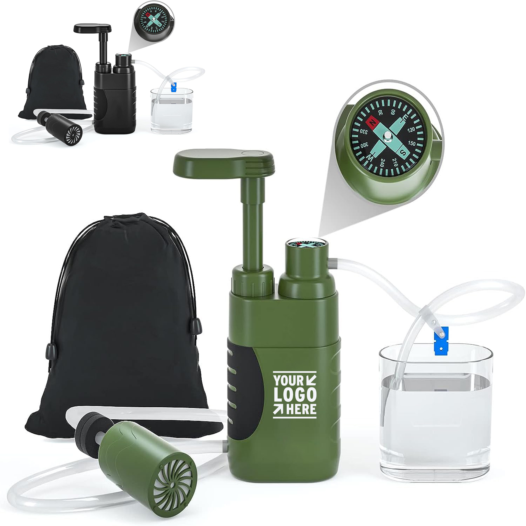 Portable 4 Filter Stages Replaceable Carbon 0.01 Micron Water Purifier Pump