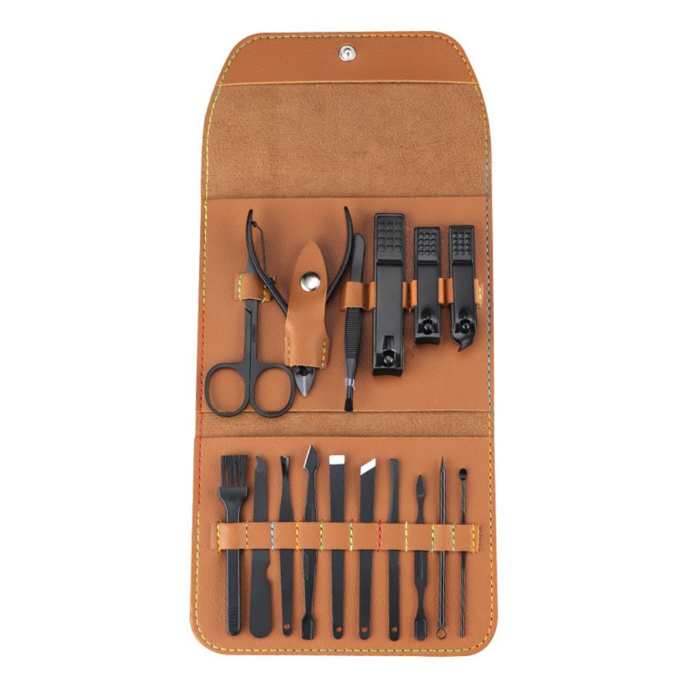 16 Piece Luxury PU Leather Manicure & Pedicure Nail Set 4