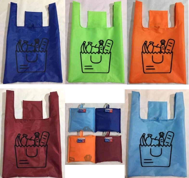 Pocket Grocery Bag Oxford Folding Reusable Tote, custom tote bag with logo imprint 5