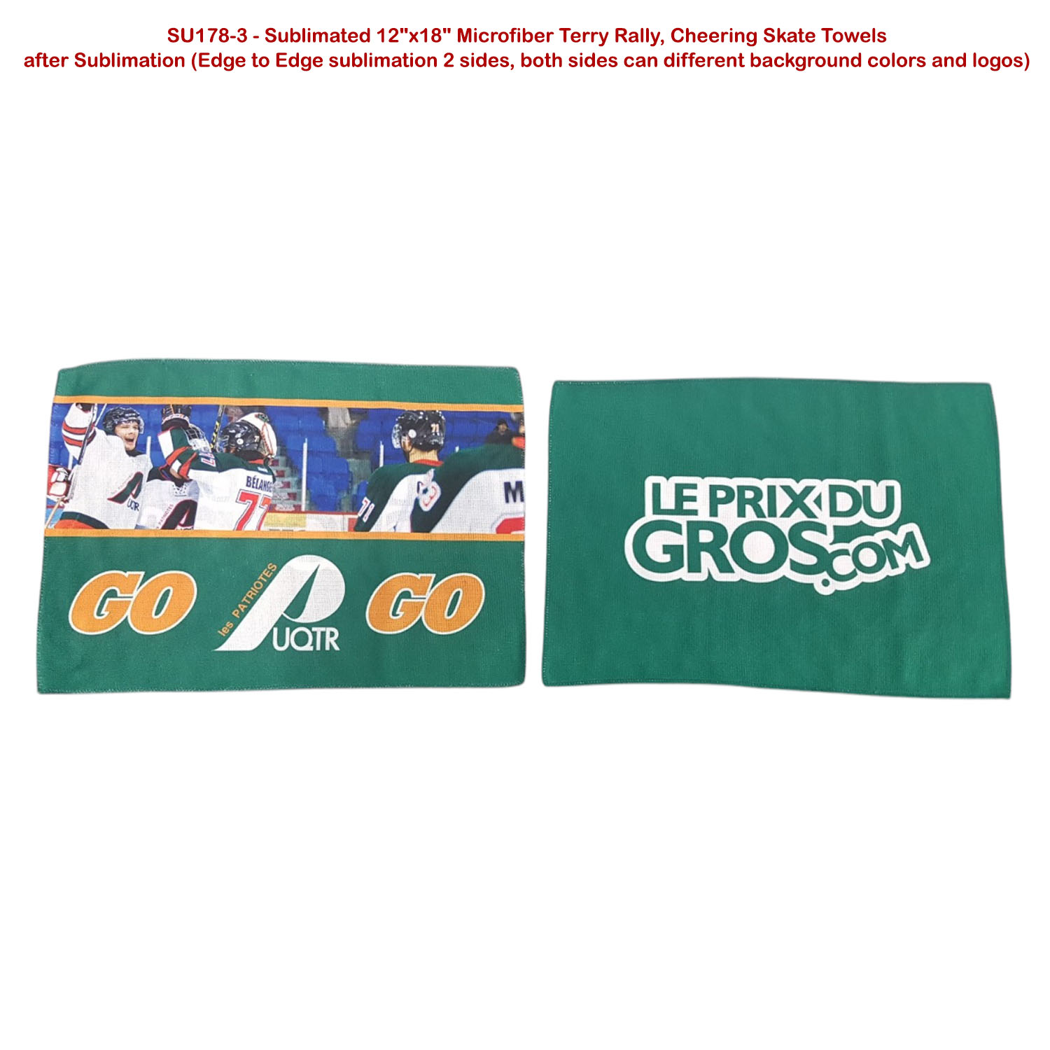 Microfiber Dri-Lite Terry Team and Sponsorship Towel, 12x18, Sublimated Edge to Edge 2 sides 3